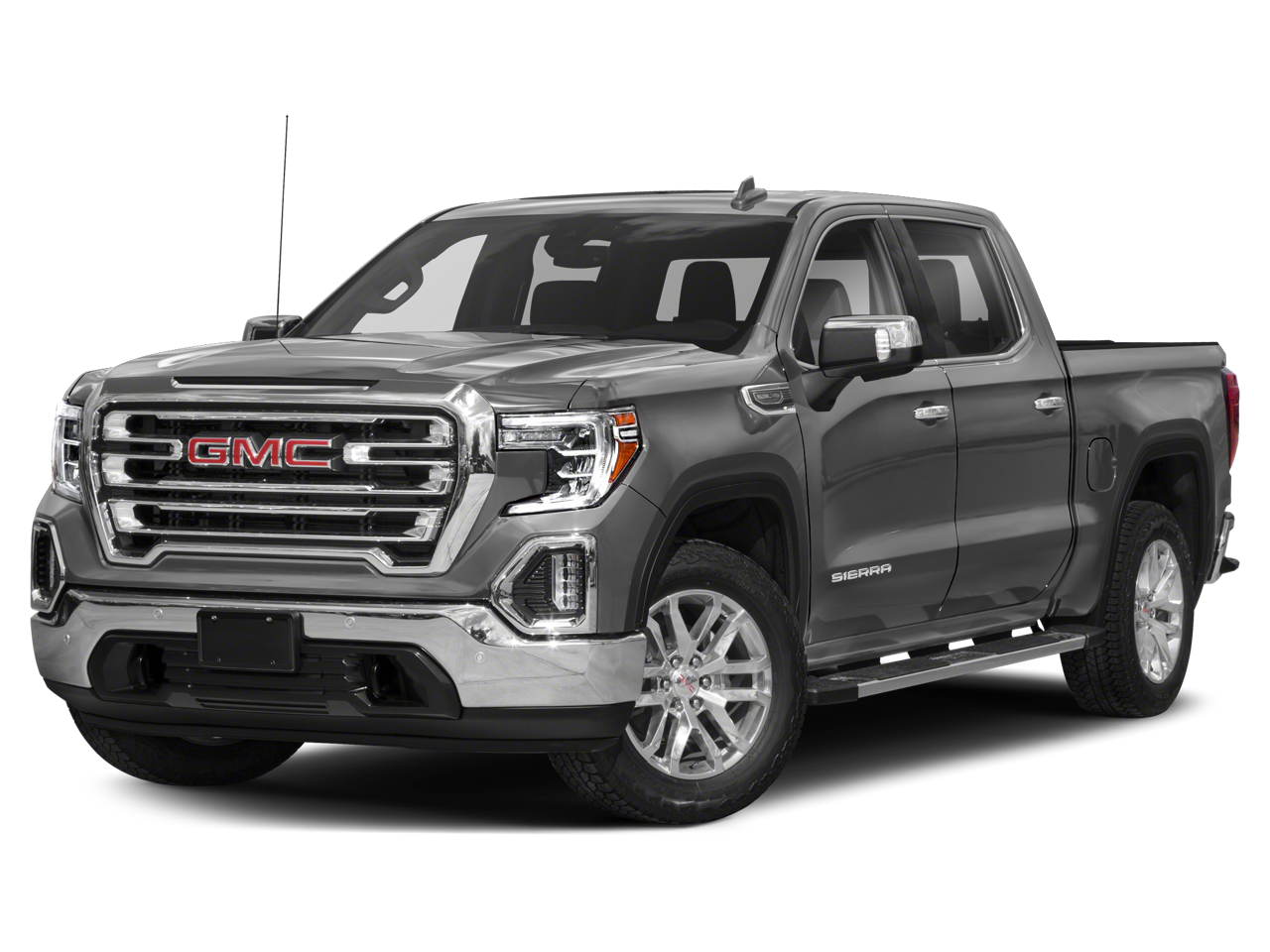 2019 GMC Sierra 1500 SLT in White Frost Tricoat — front three-quarter view