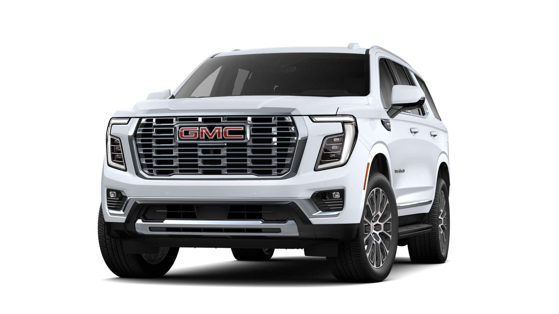 2026 GMC Yukon Denali in Glacier White Tricoat — front three-quarter view