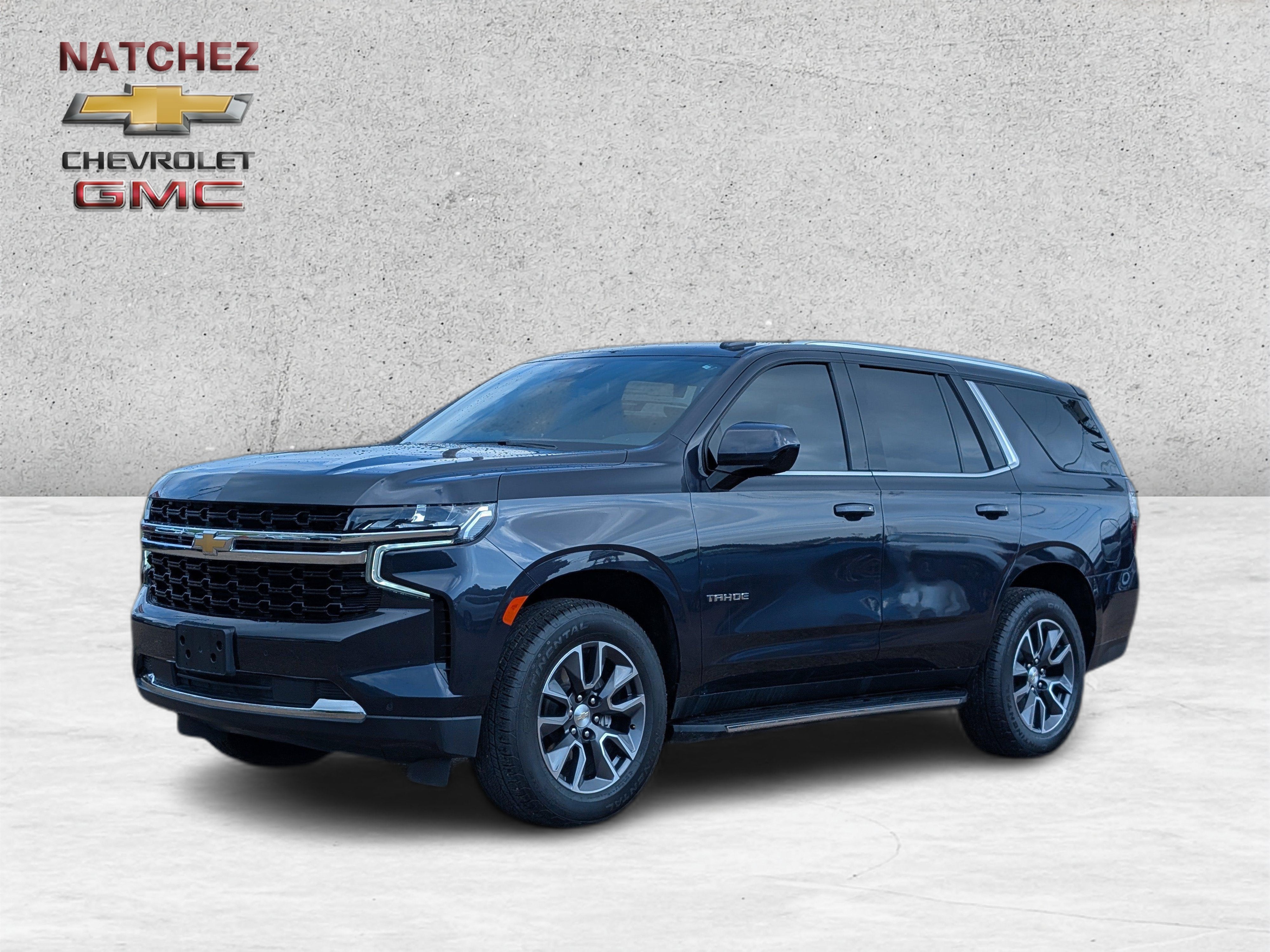 2023 Chevrolet Tahoe LS in Dark Ash Metallic — front three-quarter view