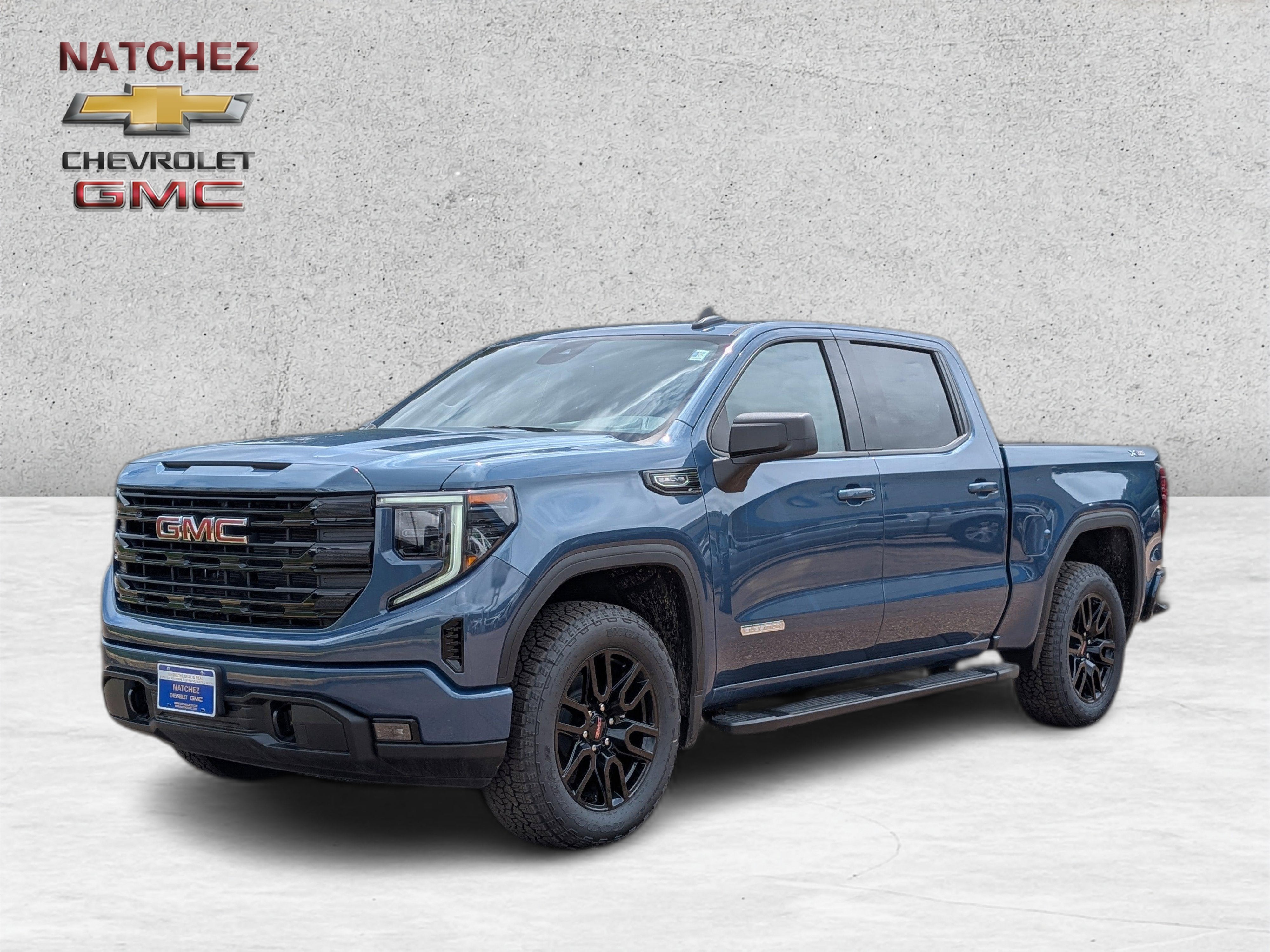 2026 GMC Sierra 1500 Elevation in Downpour Metallic — front three-quarter view