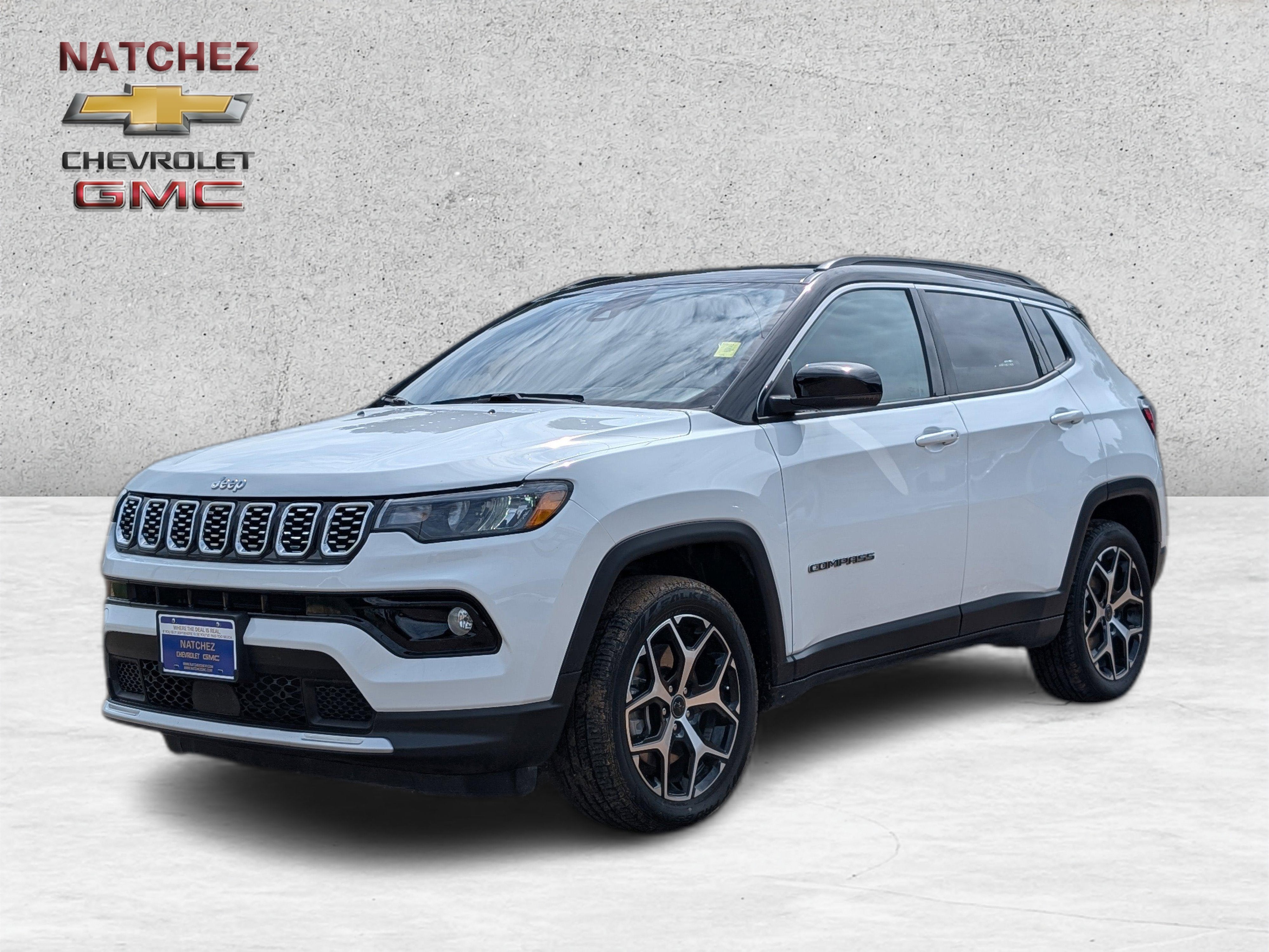 2025 Jeep Compass Limited in White — front three-quarter view
